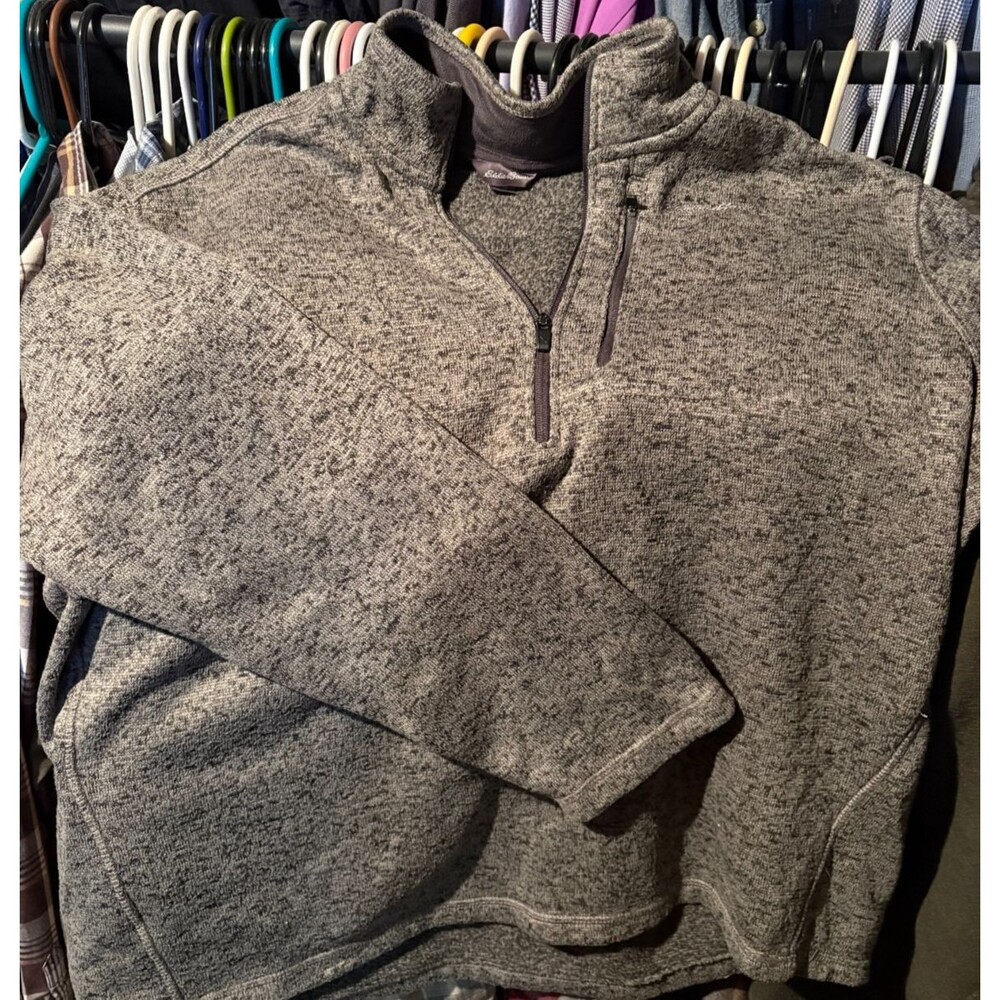 Eddie Bauer Quarter‑Zip Pullover – Heather Gray – XL